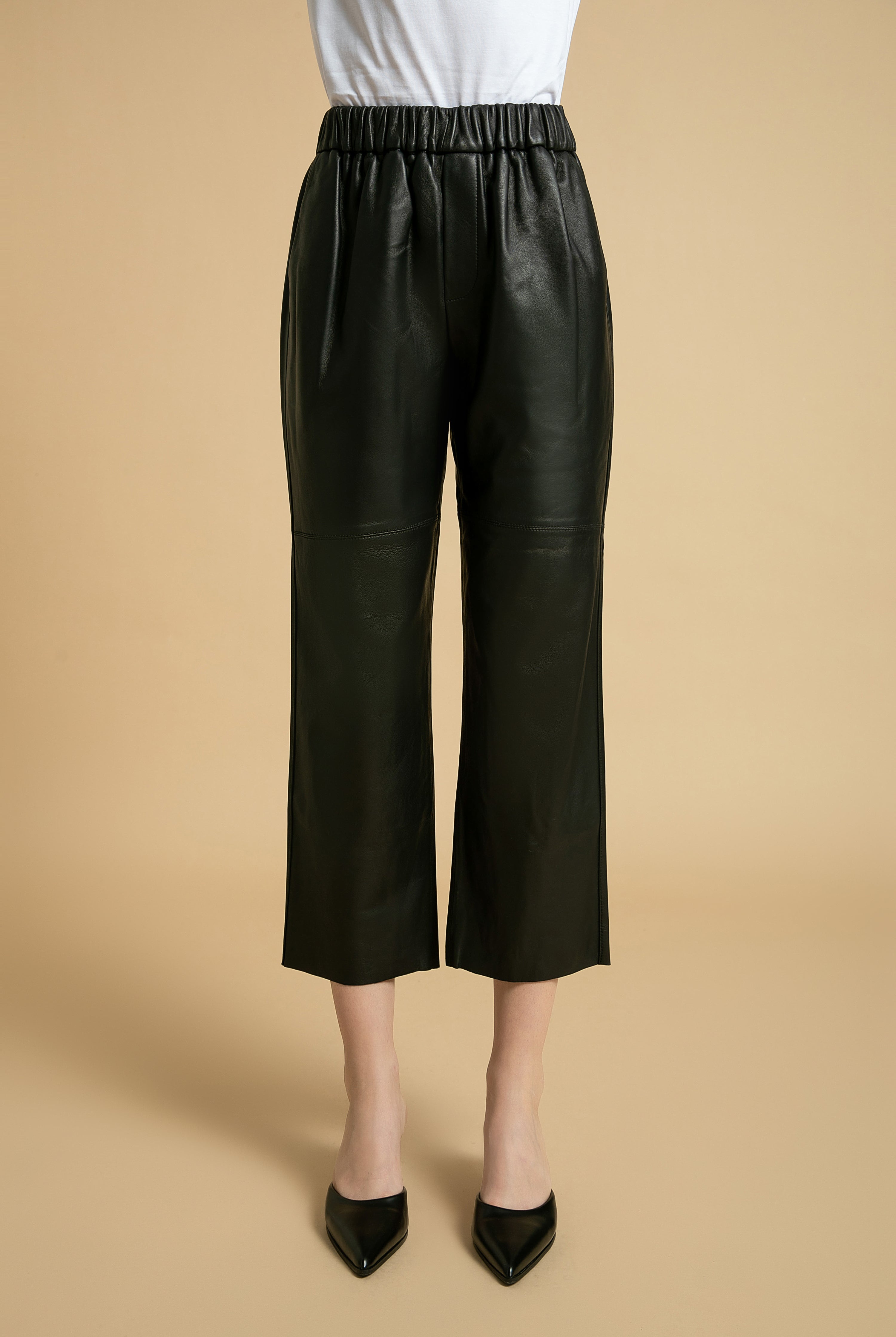 Lonoco | Ridley Leather Straight-Leg Pants in Black