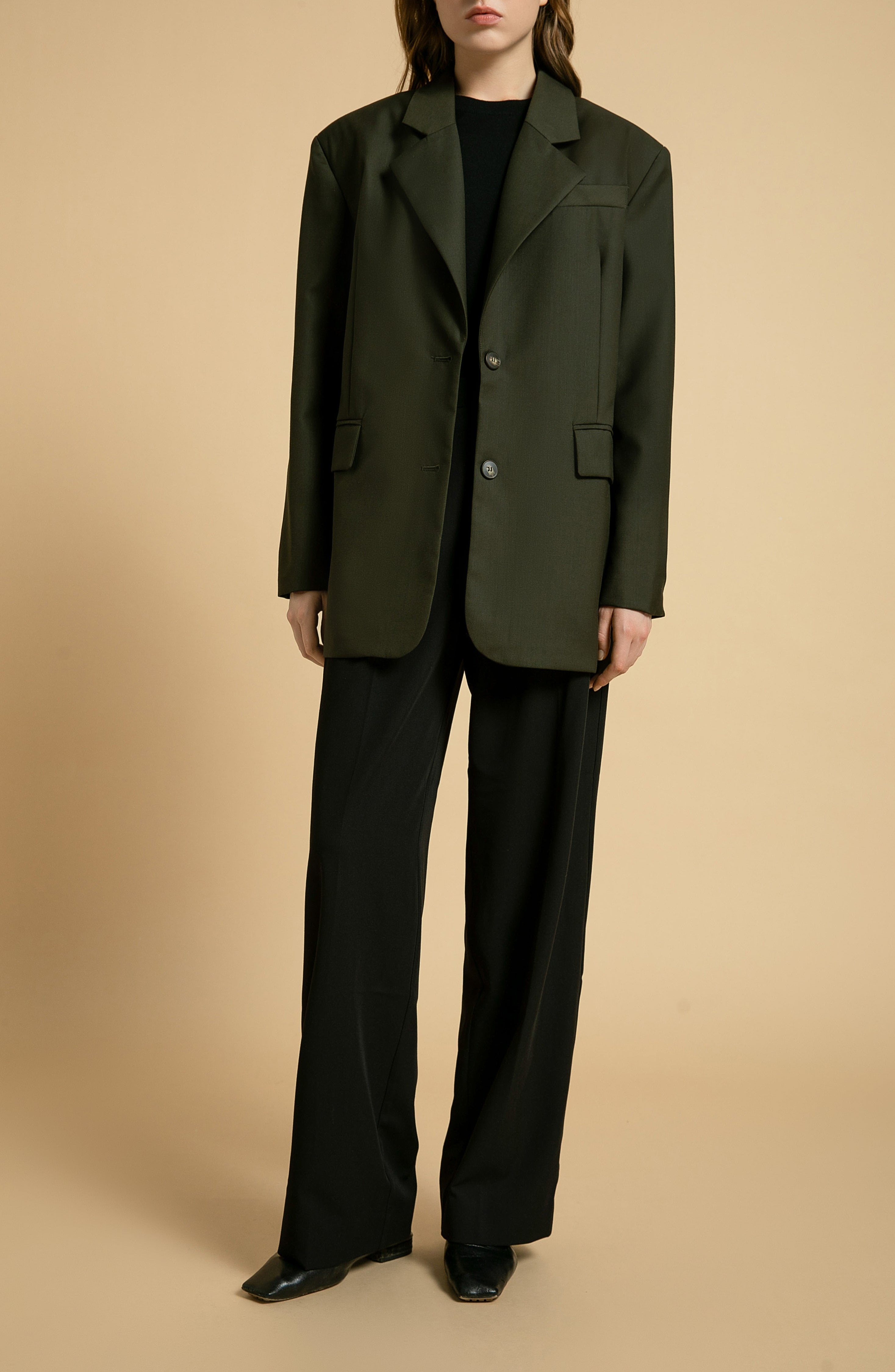 Lonoco | Petra Oversized Blazer in Dark Green