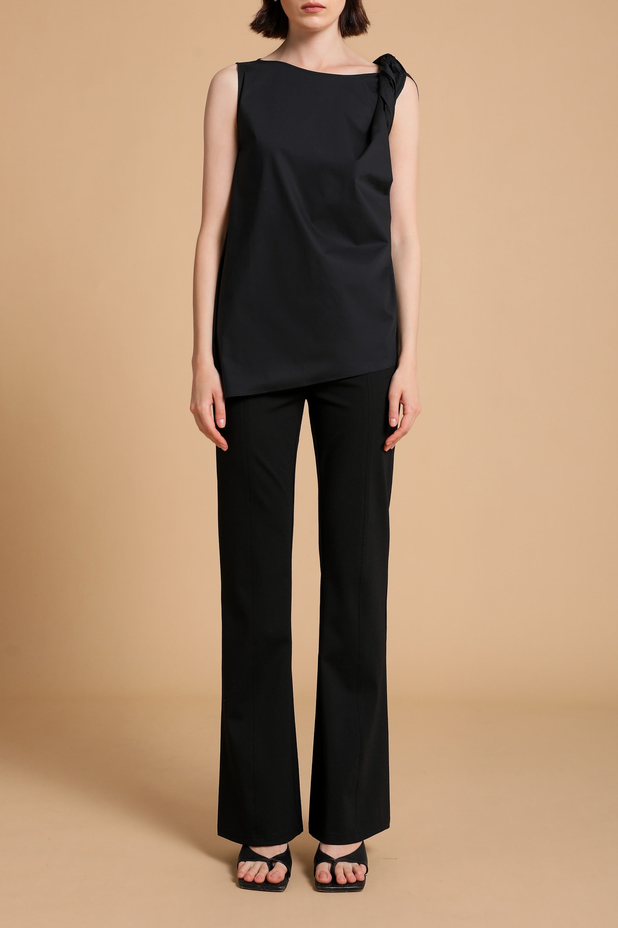 Bria Twisted Asymmetric Tank in Black
