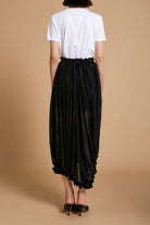 Ellie Silk Chiffon Midi-Skirt in Black