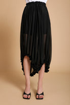 Ellie Silk Chiffon Midi-Skirt in Black