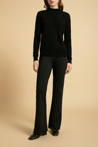 Lonoco | Amber Mock-neck Merino Wool Sweater in Black