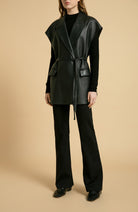 Lonoco | Rene Sleeveless Leather Blazer in Black