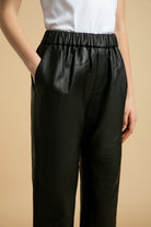 Lonoco| Ridley Leather Straight-Leg Pants in Black