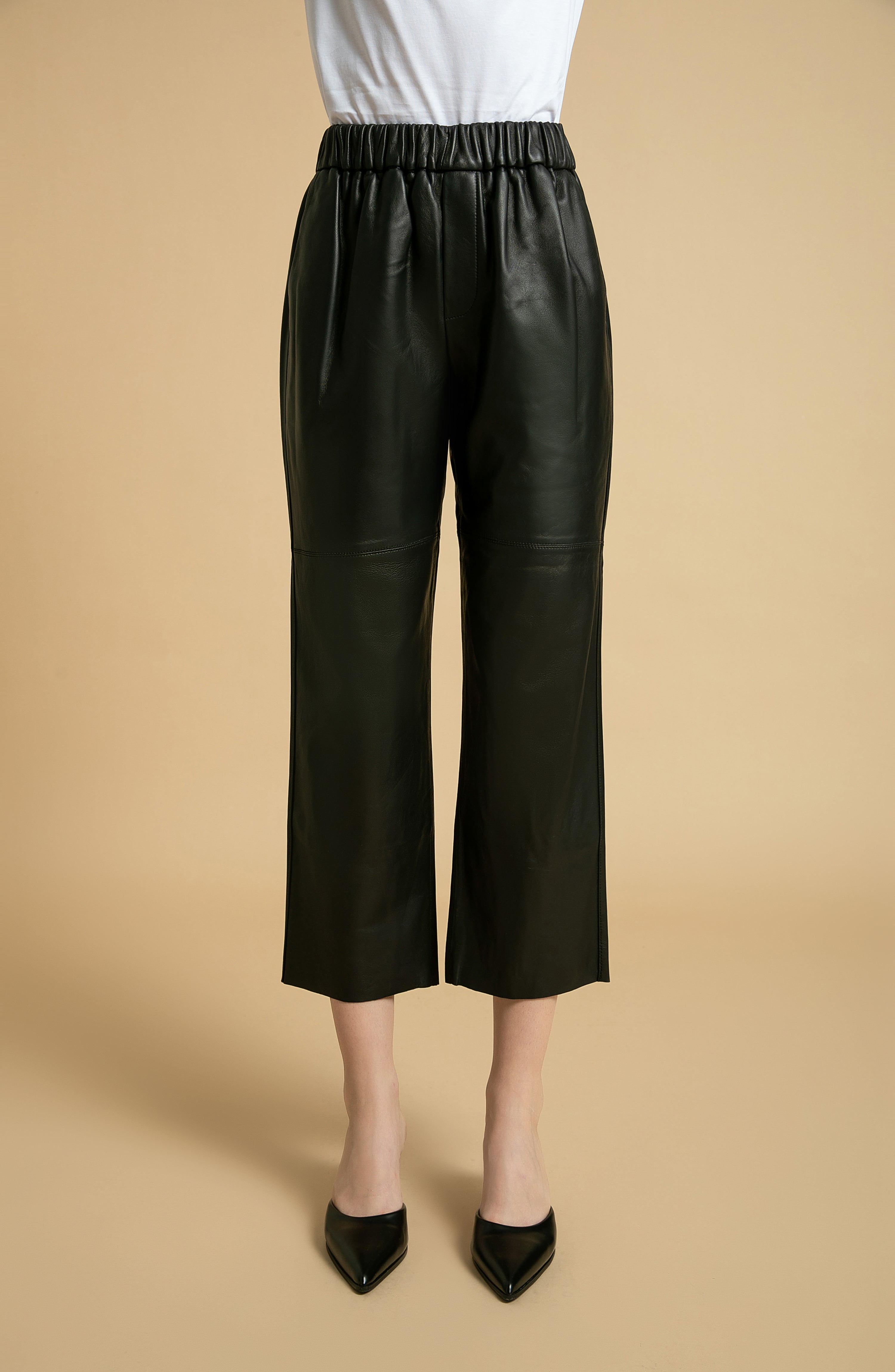 Lonoco | Ridley Leather Straight-Leg Pants in Black
