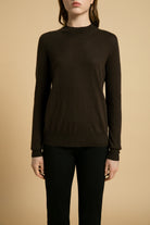 Lonoco | Amber Mock-neck Merino Wool Sweater in Brown