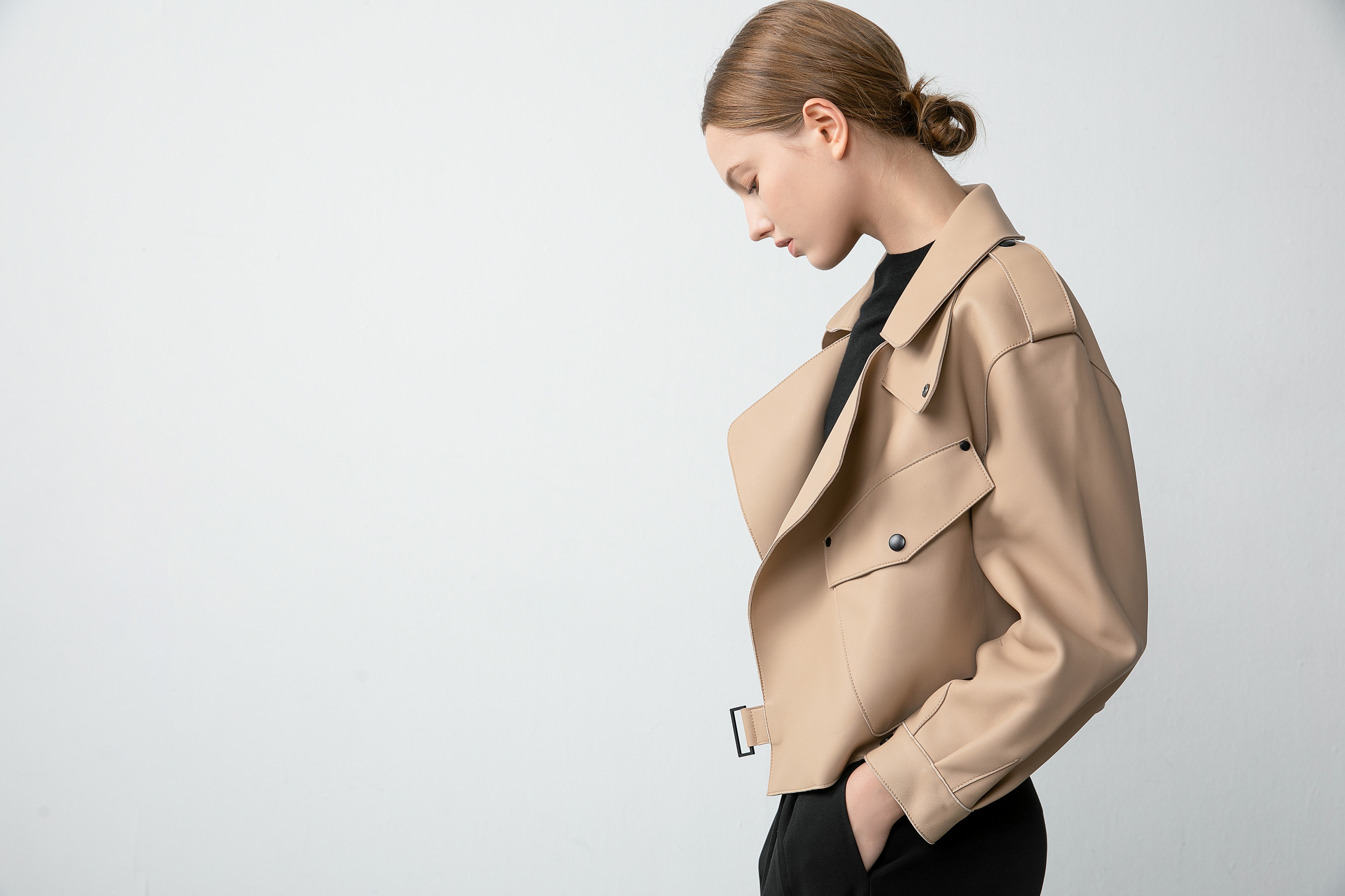 LONOCO | Ronnie Biker Jacket in Khaki