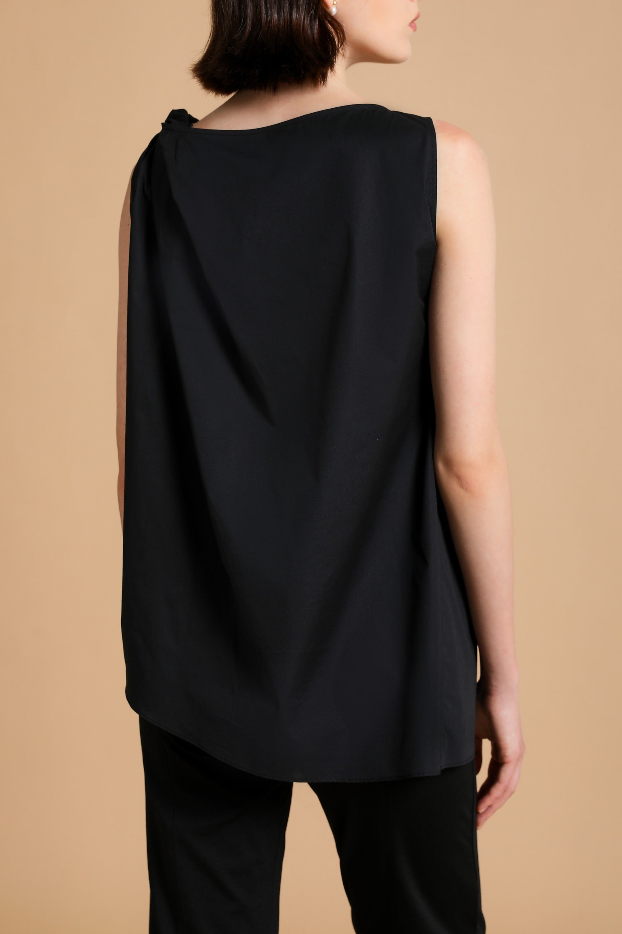 Bria Twisted Asymmetric Tank in Black