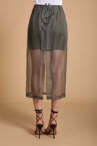 Emery Sheer Silk Midi-Skirt in Mist Gray